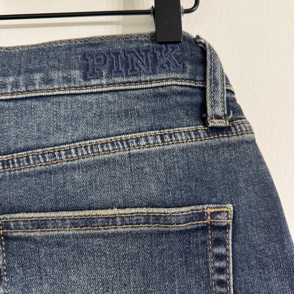 Victoria’s Secret PINK Distressed High Rise Denim Jean Shorts Dark Wash Size 10 - Picture 6 of 6